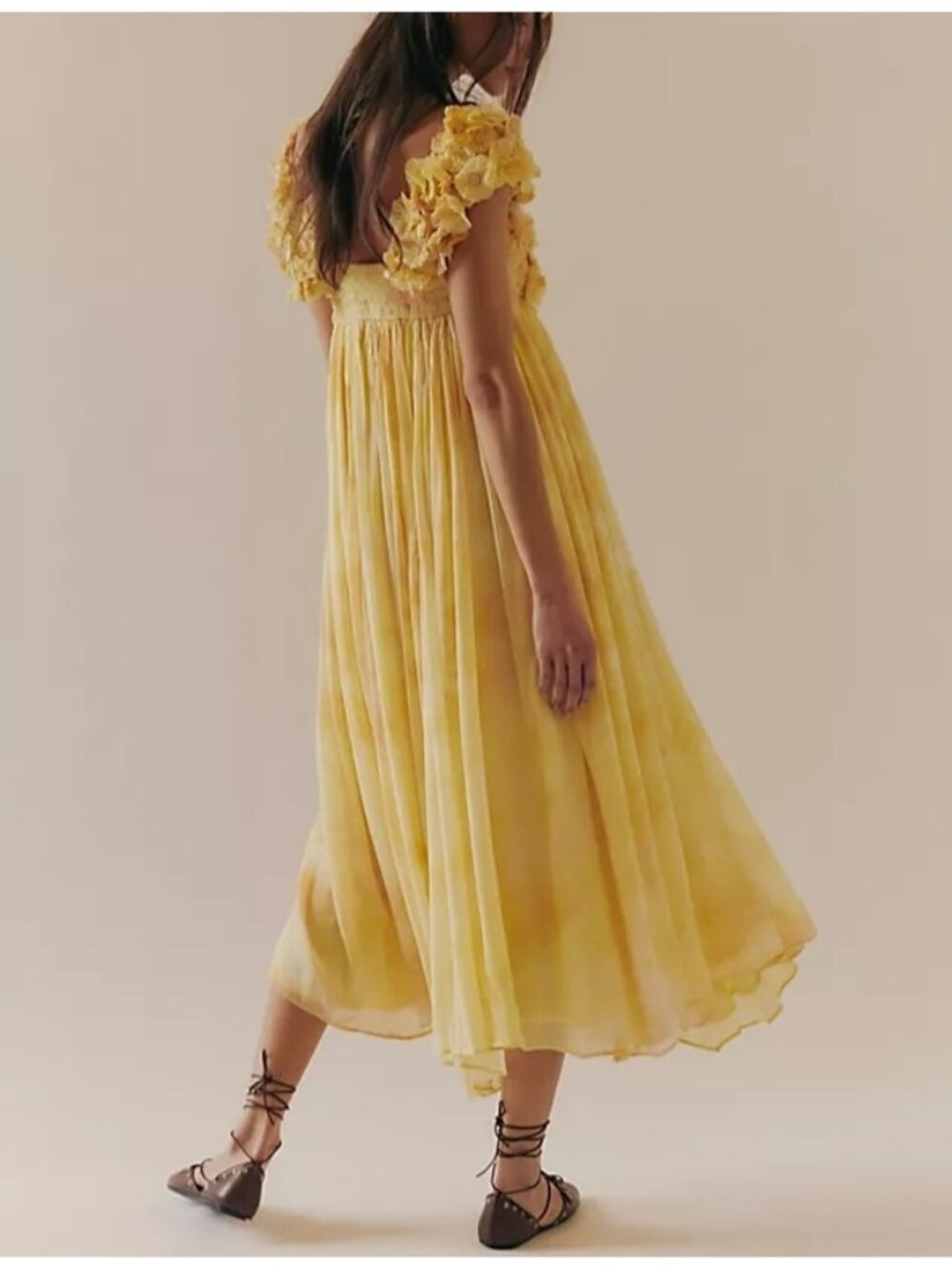 Free People Yellow Off-Shoulder Floral Maxi Dress - Picture 3 of 9